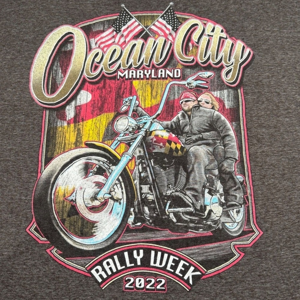 Ocean City‎ Maryland Rally Week 2022 Motorcycle T-Shirt Mens 3XL V-Neck Gray